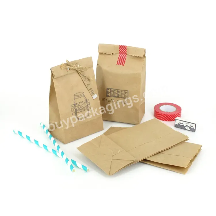 Custom Decorative Colored Design Eco Friendly Brown Kraft Paper Lunch Bags For Hot Food Sandwich