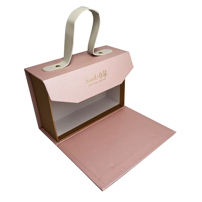 Custom Decorative Handmade Luxury Packaging Rigid Cardboard Skincare Baby Kids Paper Suitcase Gift Box With Handle