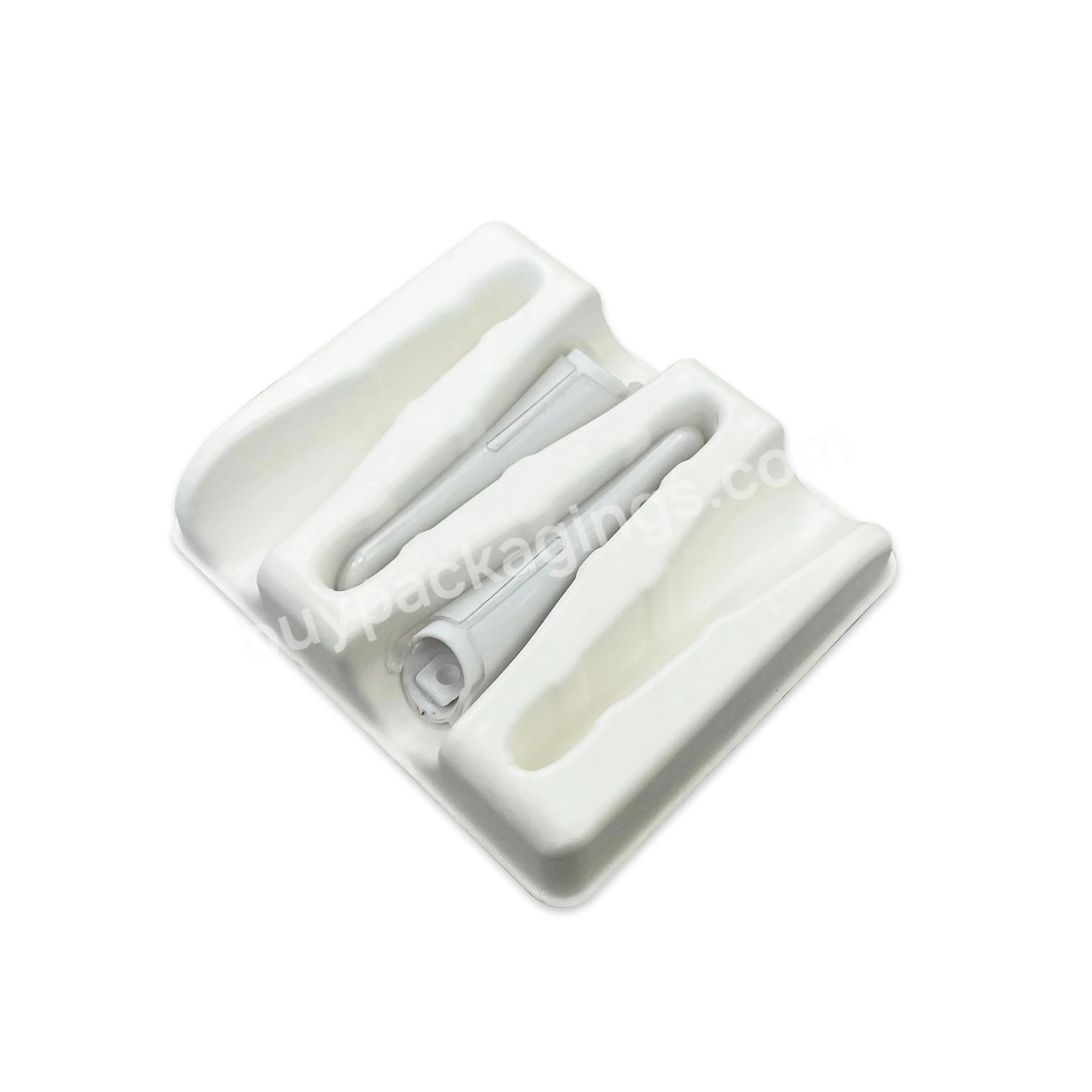 Custom Degradable Earphone White Paper Molded Pulp Packaging Box Insert Small Moulded Pulp Inner Tray