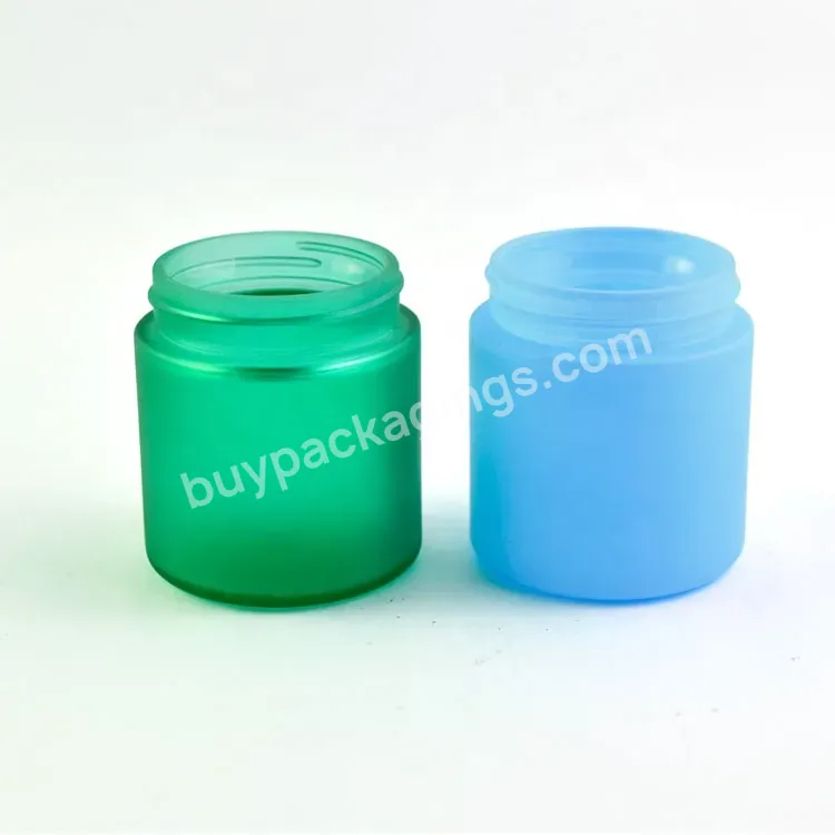 Custom Design 3.5g 3oz Frosted Green Blue Orange Black Glass Jars With Child Proof Lids