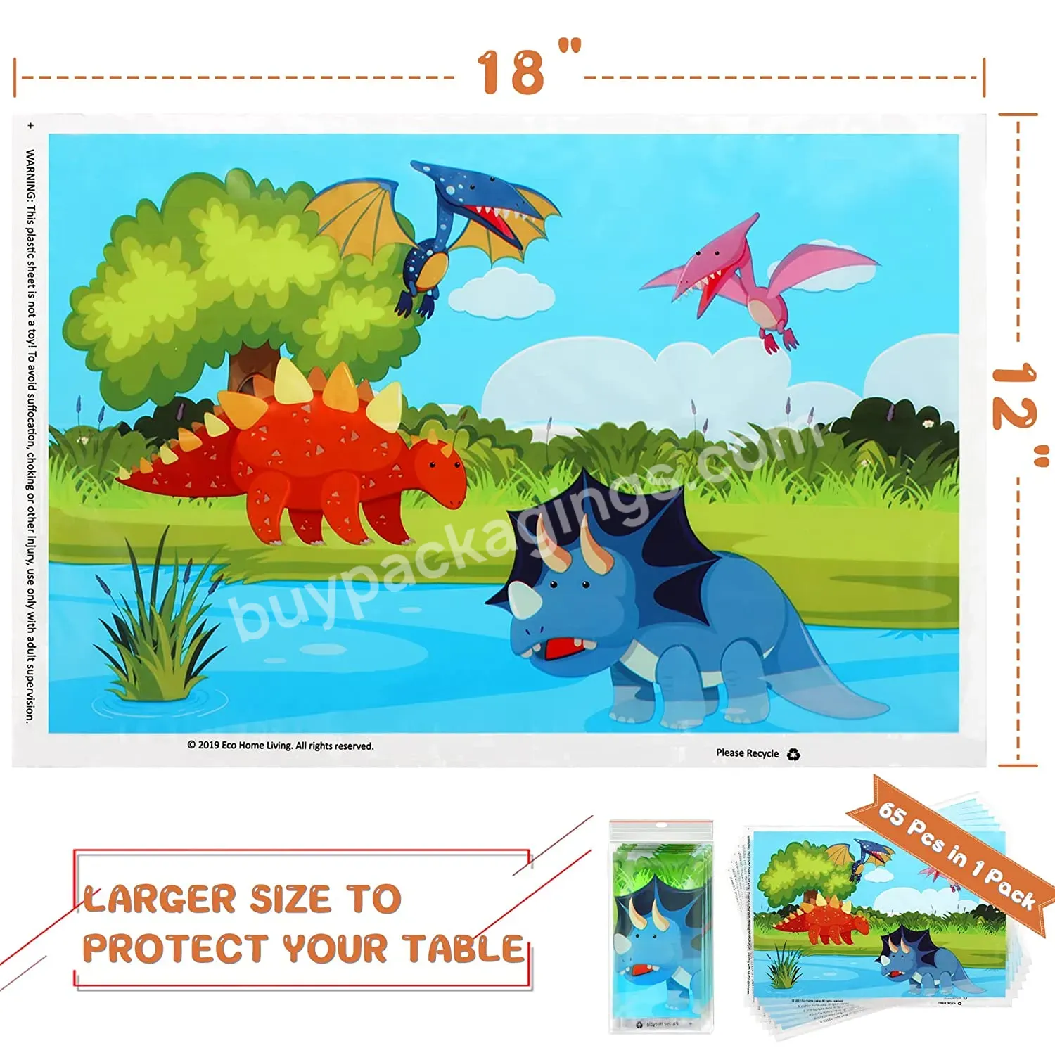 Custom Design 4 Sides Extra Sticky Table Mat Plastic Disposable Placemat For Baby Toddler