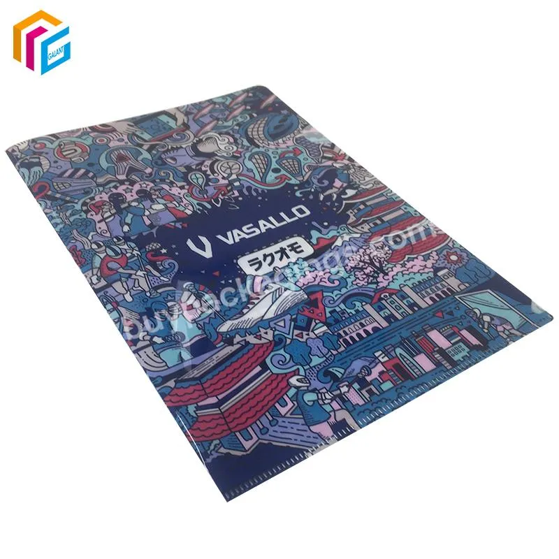 Custom Design A3 A4 Letter Size Clear Transparent Pocket Sleeve Plastic Document L Shape Folder for Papers