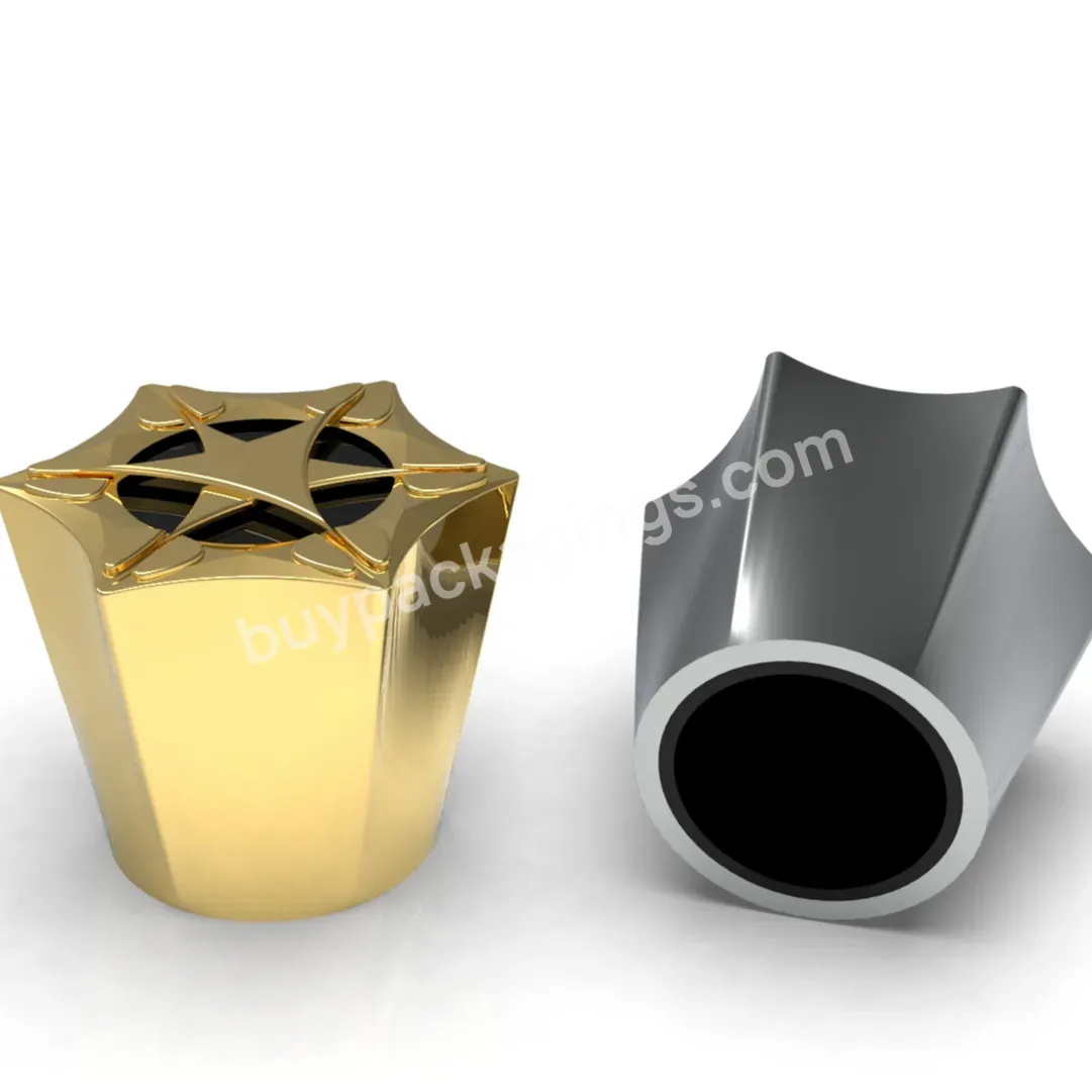 Custom Design And New Mold Middle East Fashion Zamak Zinc Alloy Parfum Cap For 15mm Bottle Neck