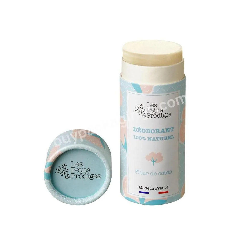 Custom Design Biodegradable Kraft Cardboard Lip Balm Container Cosmetic Deodorant Solid Perfume Push Up Paper Tube