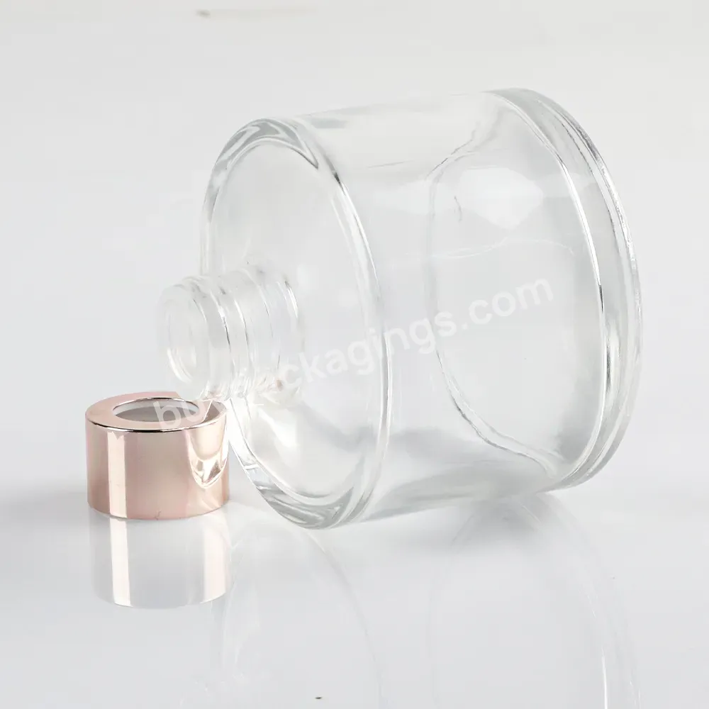 Custom Design Clear Oval Reed Diffuser Glass Bottles Wholesale Flat Round Luxury Perfume Bottles Packaging