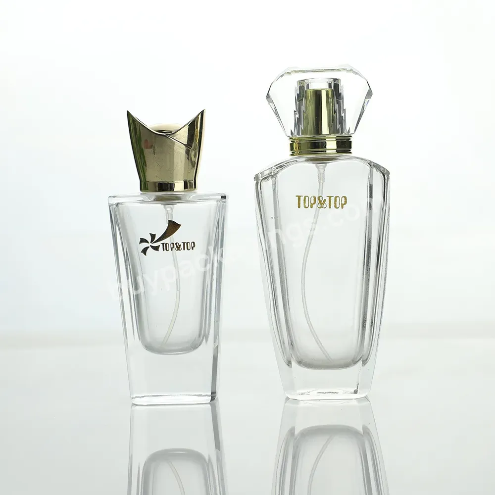 Custom Design Clear Square Perfume Empty Glass Bottles With Hot Stamping Logo