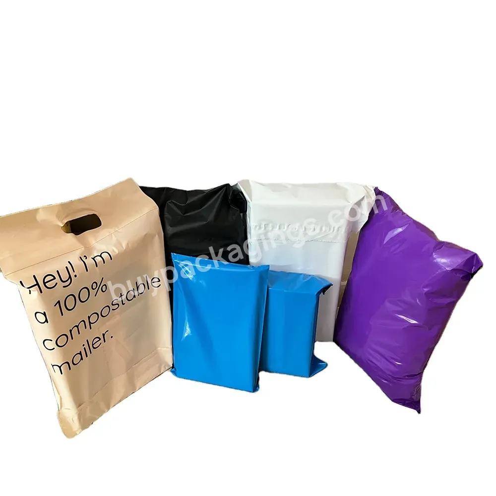 Custom Design Color Poly Mailers With Handle Plastic Bag Clothing Shipping Mailers