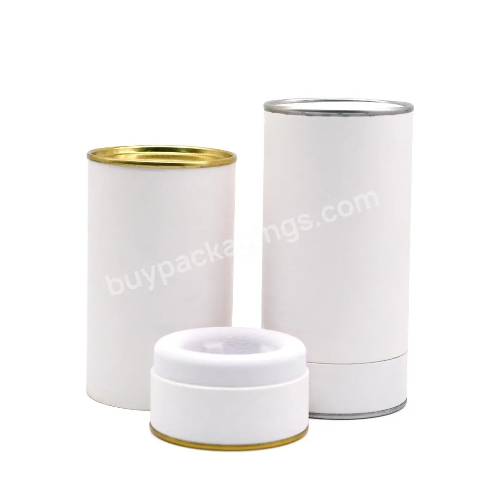 Custom Design Cylindrical Leather Grain Paper Cardboard Perfume Bottle Tube Box Luxury Hot Foil Stamping Paper Tube Packaging