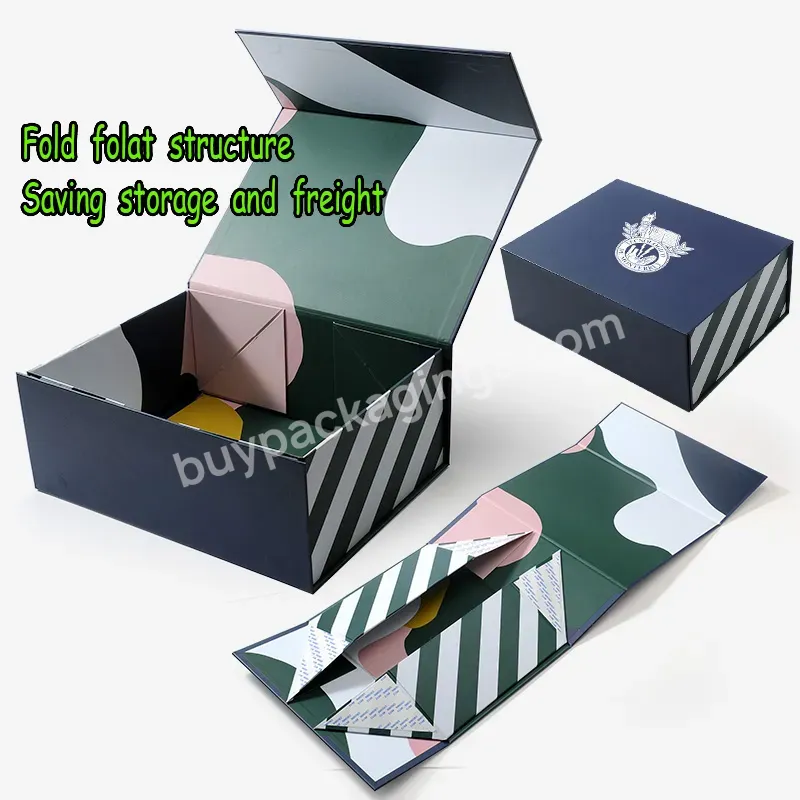 Custom Design Foldable Rigid Cardboard Black Magnetic Gift Box With Magnet Closure