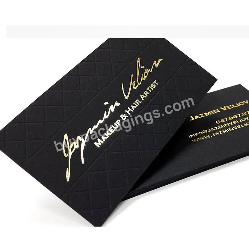 Custom Design Gold Foil Luxury Black Gift Thank You Wedding Invitation Visiting Business Cards With Logo Printing