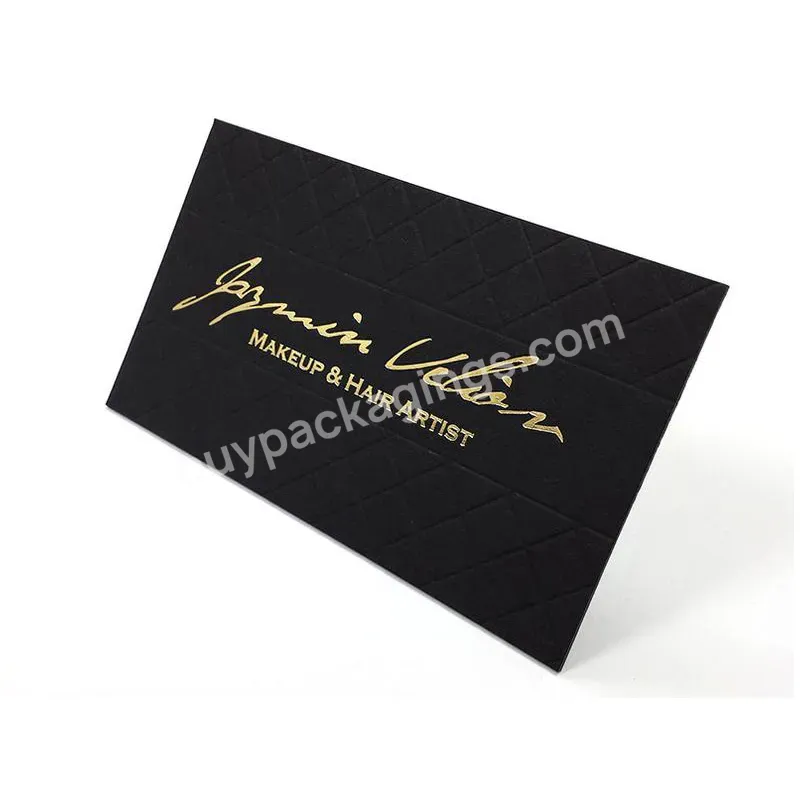 Custom Design Gold Foil Luxury Black Gift Thank You Wedding Invitation Visiting Business Cards With Logo Printing