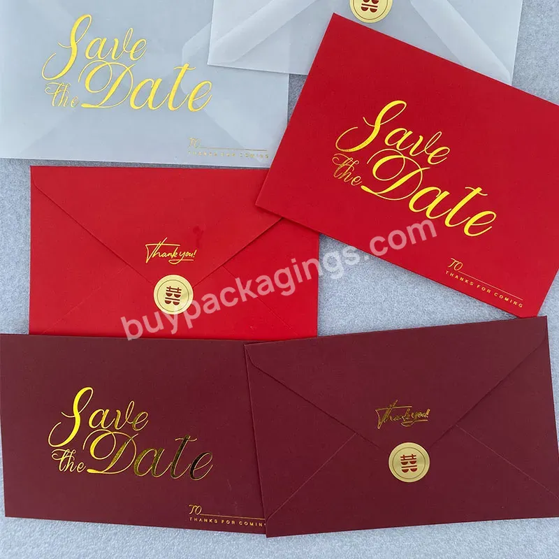 Custom Design Invitation Gift Card Luxury Gift Packaging Cardboard Paper Envelopes Thank You Card Wedding Invitation