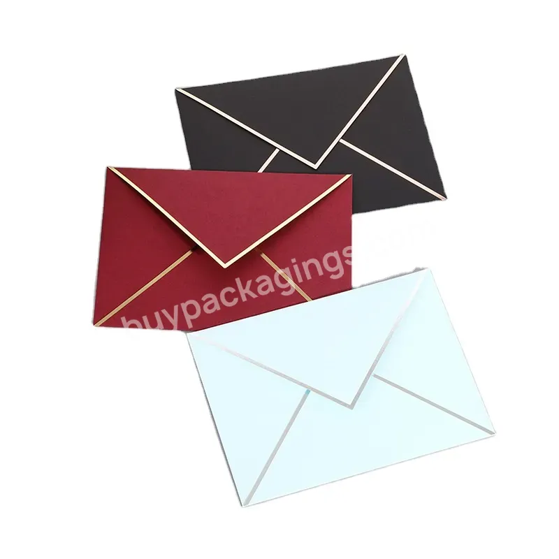Custom Design Invitation Gift Card Paper Envelopes Business Card Wedding Envelopes With Gold Border