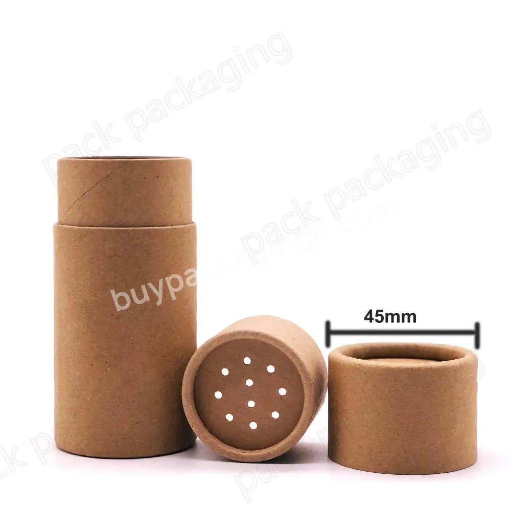 Custom design kraft cardboard tube loose powder packaging with shaker sifter for dry shampoo powder packing