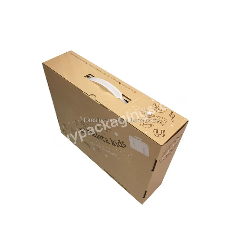 Custom Design Kraft Color Printed Moving Packaging Suitcase Gift Boxes With Plastic Handle