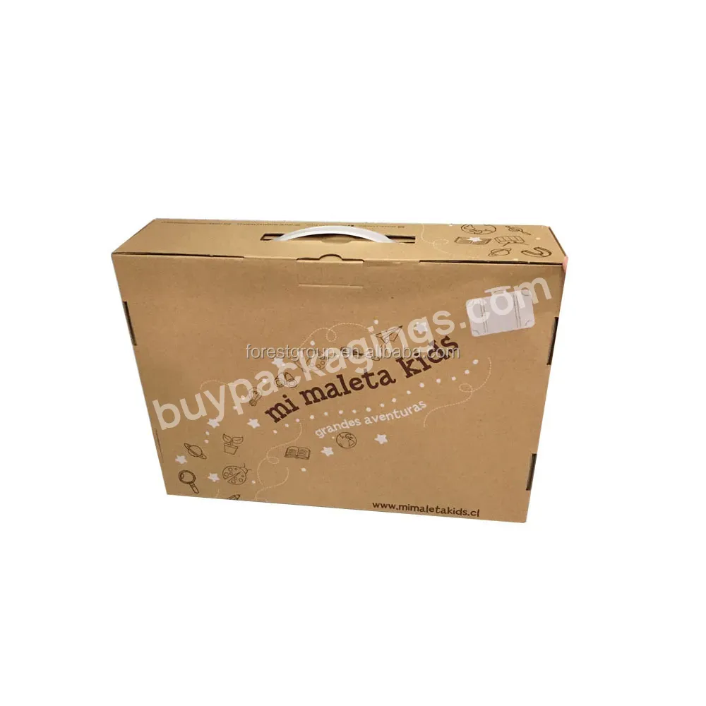 Custom Design Kraft Color Printed Moving Packaging Suitcase Gift Boxes With Plastic Handle