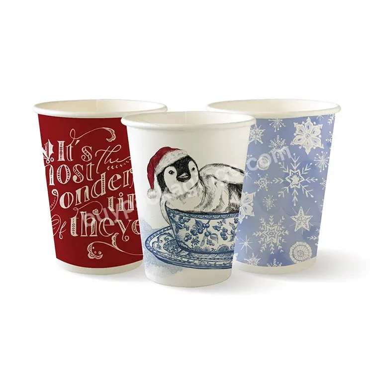 Custom Design Logo 8oz 6oz 16oz Christmas Cup Disposable Cold Drink Tea Paper Cups With Lids - Buy Disposable Tea Cups With Lids,Disposable Cold Drink Paper Cups,Disposable Christmas Cup.