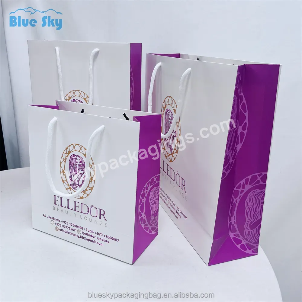 Custom Design Logo Handle Luxury Cosmetic Gift Clothing Shopping Packaging 250 Gsm Art Paper Bag For Clothes Paper Bag