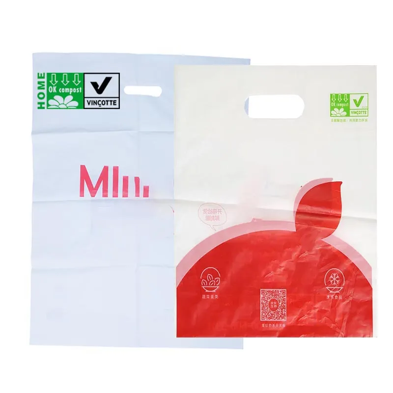 Custom Design Logo Printing PE Cheap Patch Handle Biodegradable Shopping Carrying Die Cut Plastic Bag