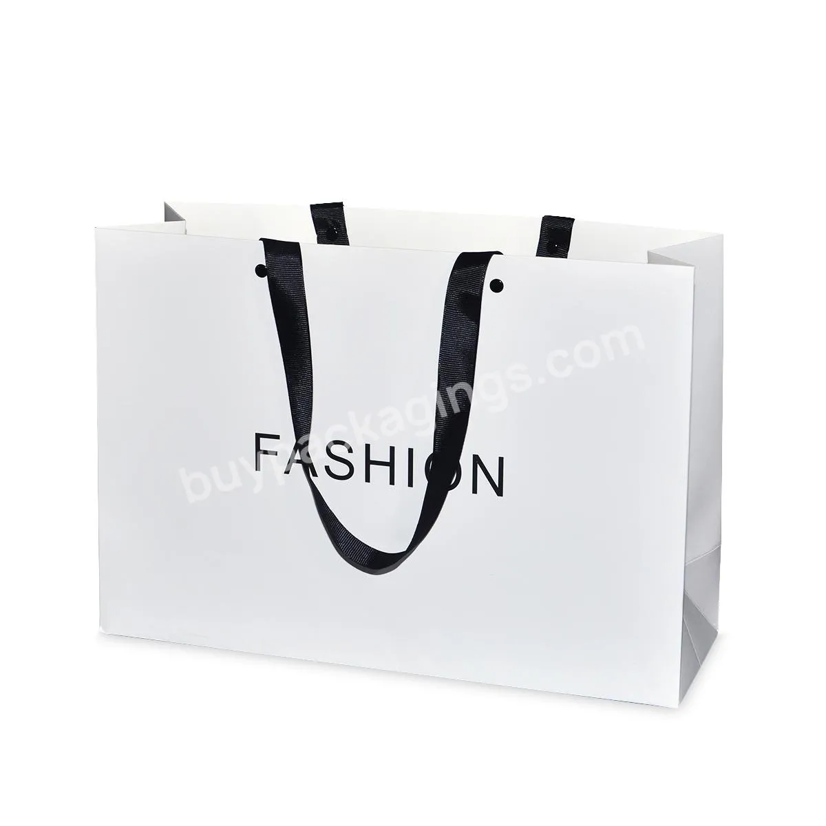 Custom Design Logo Printing Wholesale Eco Friendly Shopping Packaging White Cardboard Paper Bags with Handle