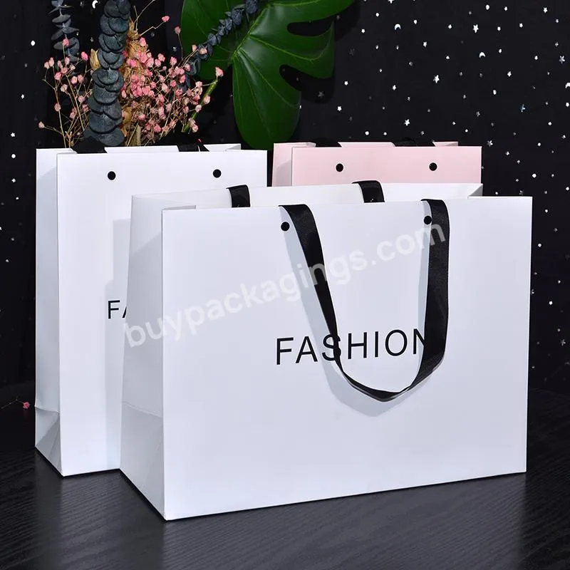 Custom Design Logo Printing Wholesale Eco Friendly Shopping Packaging White Cardboard Paper Bags with Handle