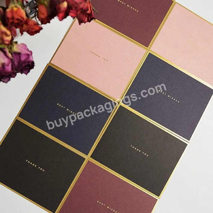 Custom design luxury golden foil edge  classic thank you card envelope invitation card envelope with custom logo word