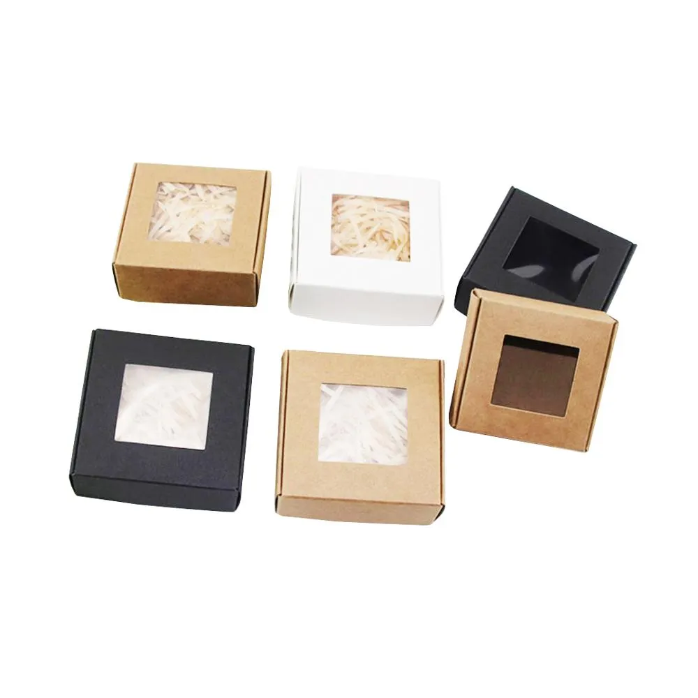 custom design or standard good price craft  soap product paper box kraft paper gift box packaging with pvc window