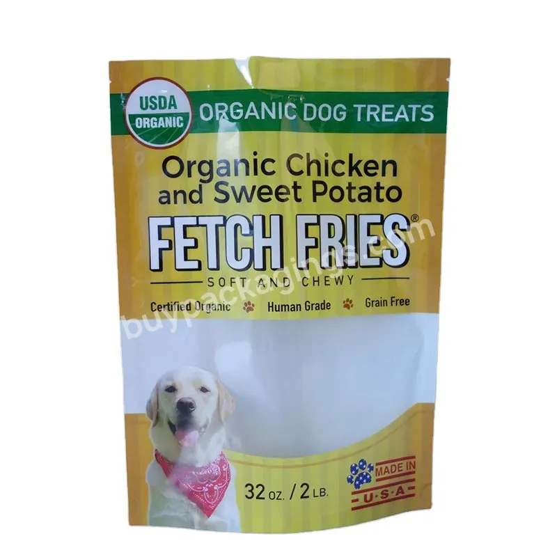 Custom Design Printed Friendly Stand Up Polythene Pouch Recyclable With Zipper Dog Treat Pet Food Packaging Bag