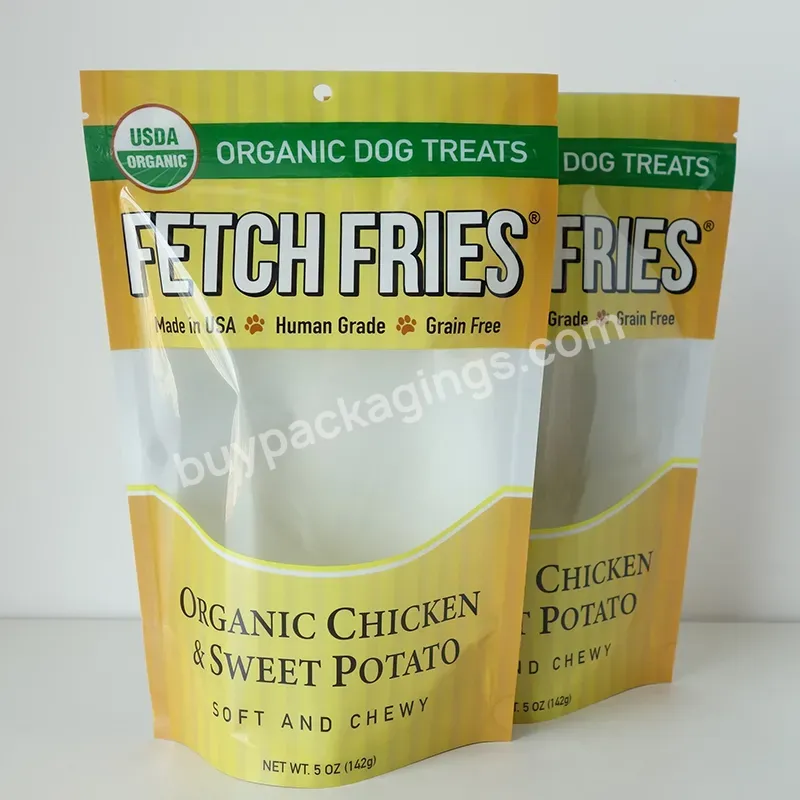 Custom Design Printed Friendly Stand Up Polythene Pouch Recyclable With Zipper Dog Treat Pet Food Packaging Bag