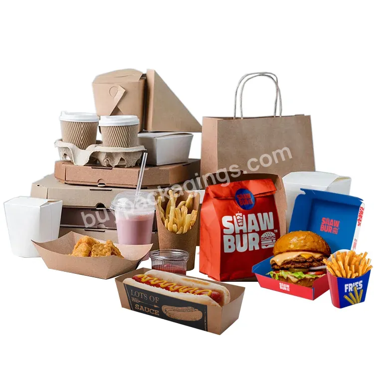 Custom Design Printed Logo Disposable Mini Cardboard Corrugated Kraft Lunch Fries Hot Dog Hamburger Burger Packaging Paper Box