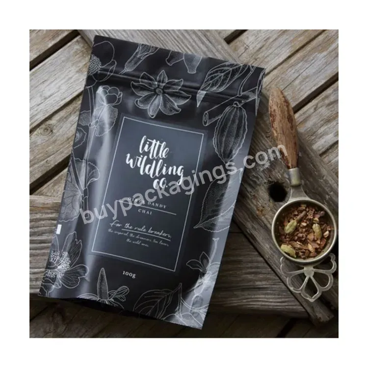 Custom Design Printed Small Size Uk 5kg Empty Food Grade Matte White Base Stand Up Pouch Ziplock Tea Resealable Eco Plastic Bags