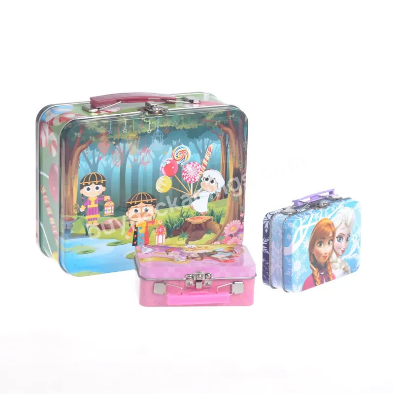 Custom Design Printing Cute Handle Tin Box Character Lunchbox Metal Multiple Selection China Factory Direct