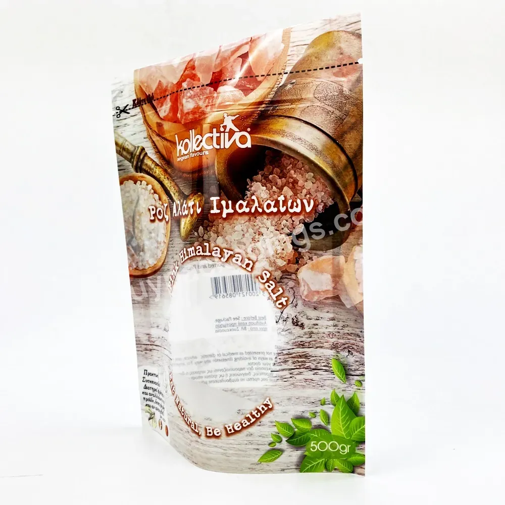 Custom Design Reusable Zip Zipper Plastic Clear Window Printed Packaging Waterproof Stand Up Pouch Zip Lock 250g Bath Salts Bags