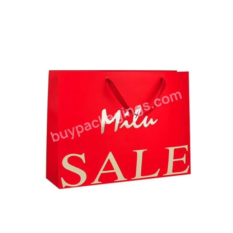 Custom Design Ribbon Handle Black Luxury Gift Clothing Shopping Packaging Art Paper Gift Bag With Logo