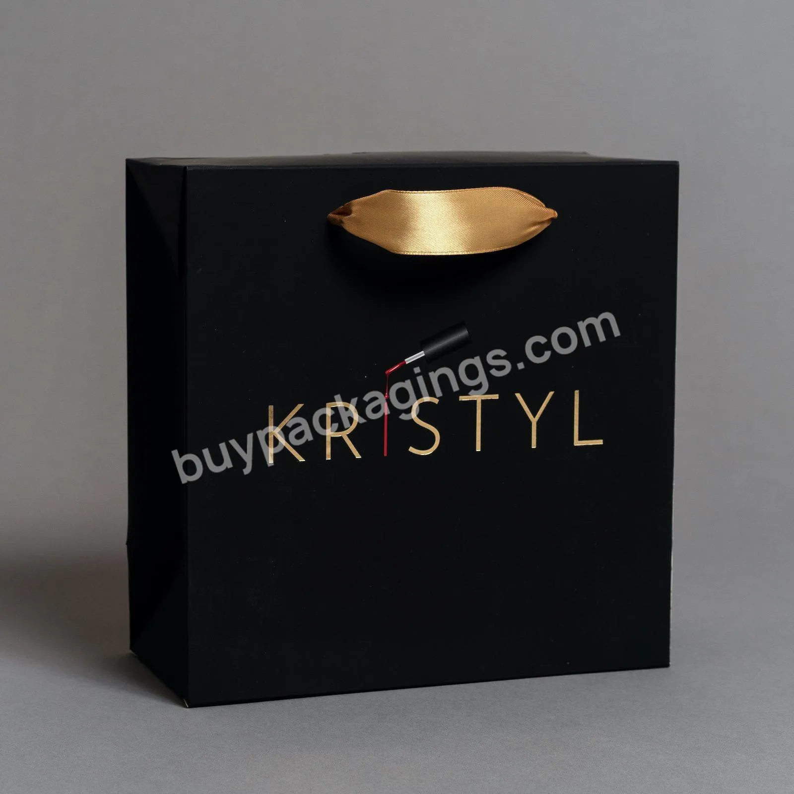 Custom Design Ribbon Handle Black Luxury Jewelry Cosmetic Gift Clothing Shopping Packaging 250 gsm Art Paper Bag For Clothes