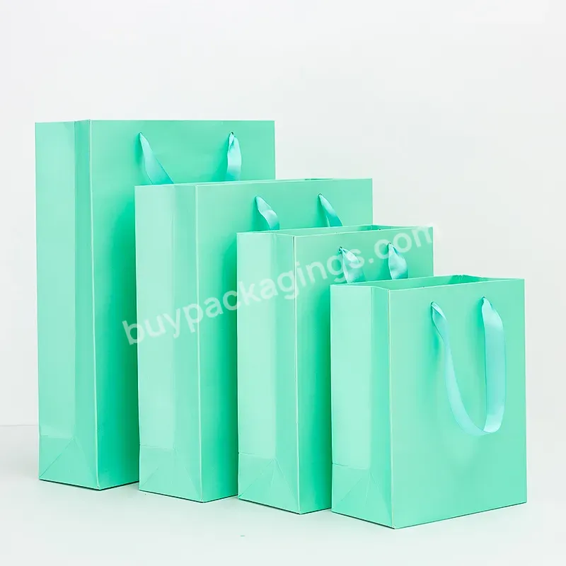 Custom Design Ribbon Handle Black Luxury Jewelry Cosmetic Gift Clothing Shopping Packaging Art Paper Bag