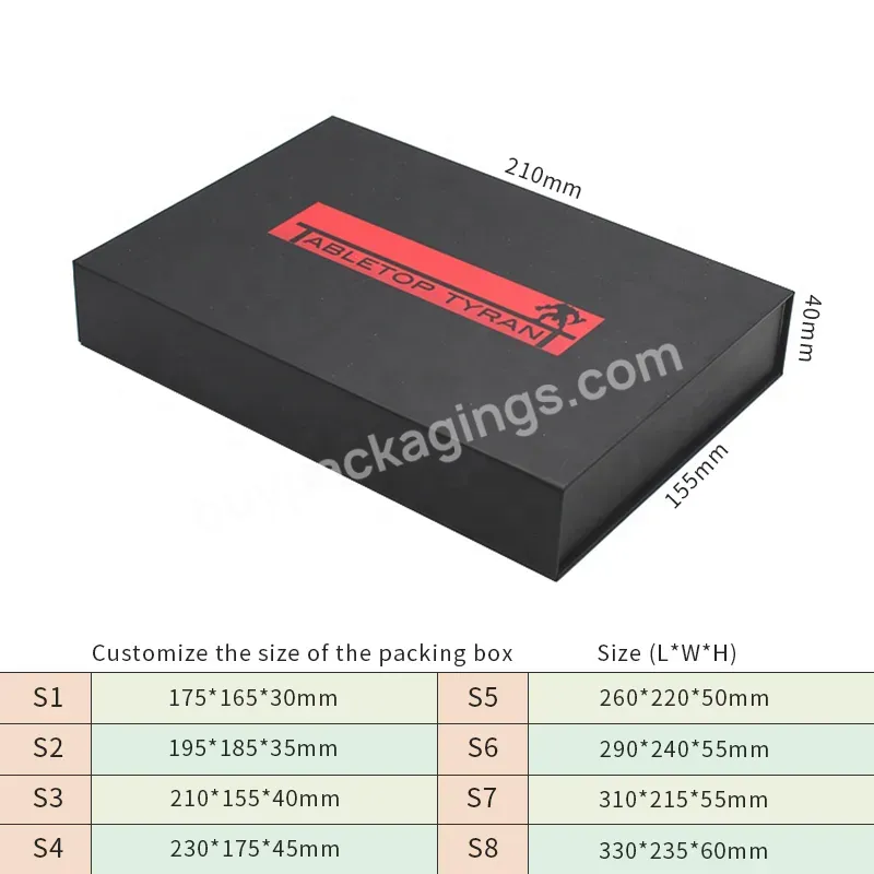 Custom Design Rigid Hard Cardboard Black Magnetic Gift Packaging Box With Magnet Closure