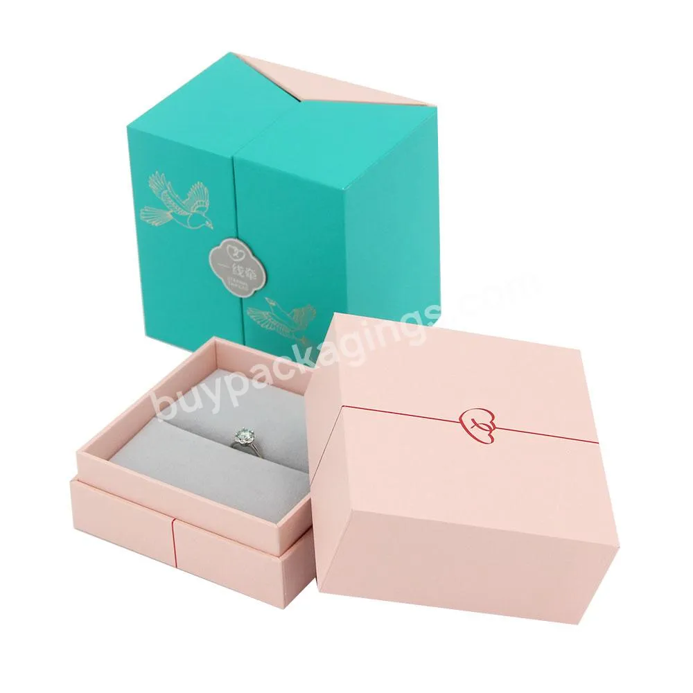 Custom design satin portable mini round jewelry box packaging ring paper necklace jewelry boxes with logo luxury jewelry box