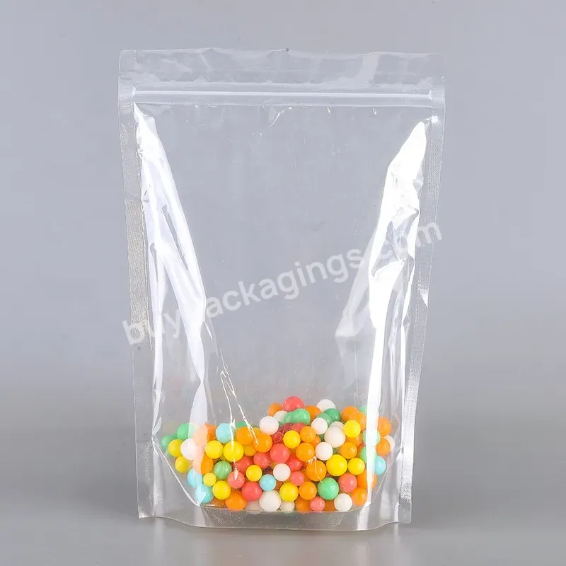 Custom Design Transparent Mylar Stand Up Pouch Resealable Zip Lock Food Packaging Plastic Packaging Bag