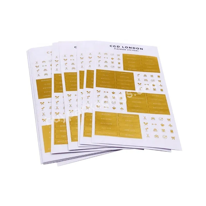 Custom Design Vinyl Transparent Kiss Cut Foiled Planner Sticker Sheet Printing