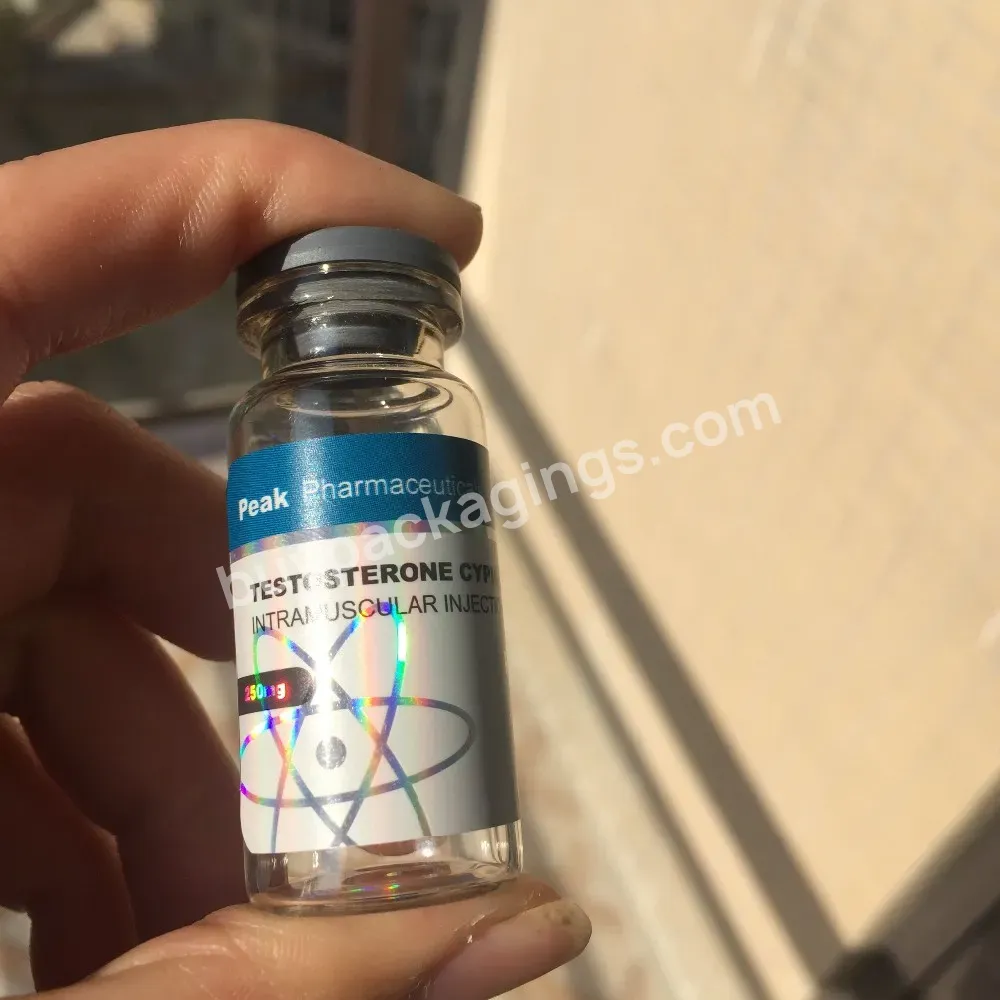 Custom Design Waterproof 10ml Serum Vial Label/steroid Label Sticker With Silver Stamping