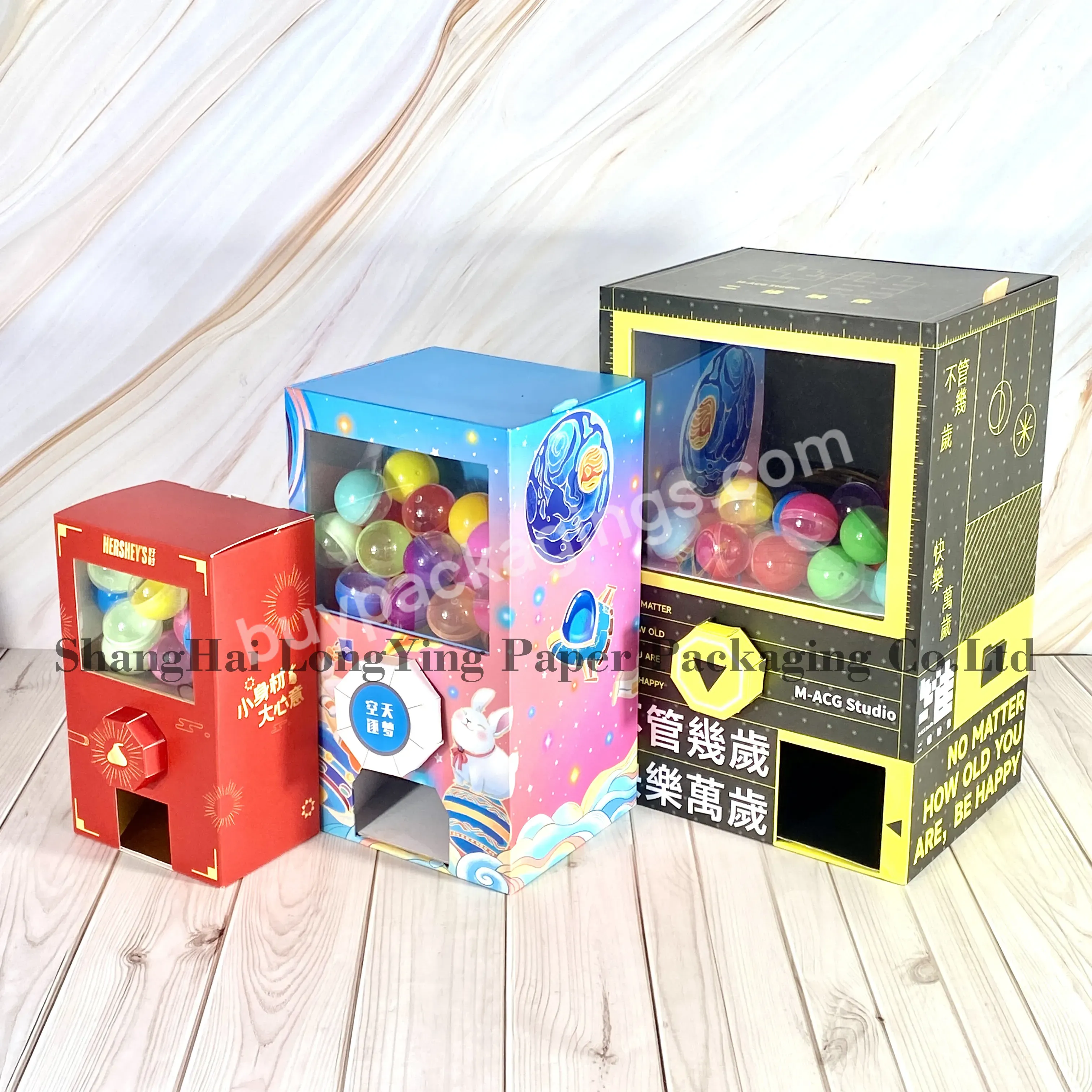 Custom Desktops Mini Beans Snacks Fun Candy & Nut Chewing Gum For Bubble Gum Cotton Candy Vending Machine Paper Boxes Packaging