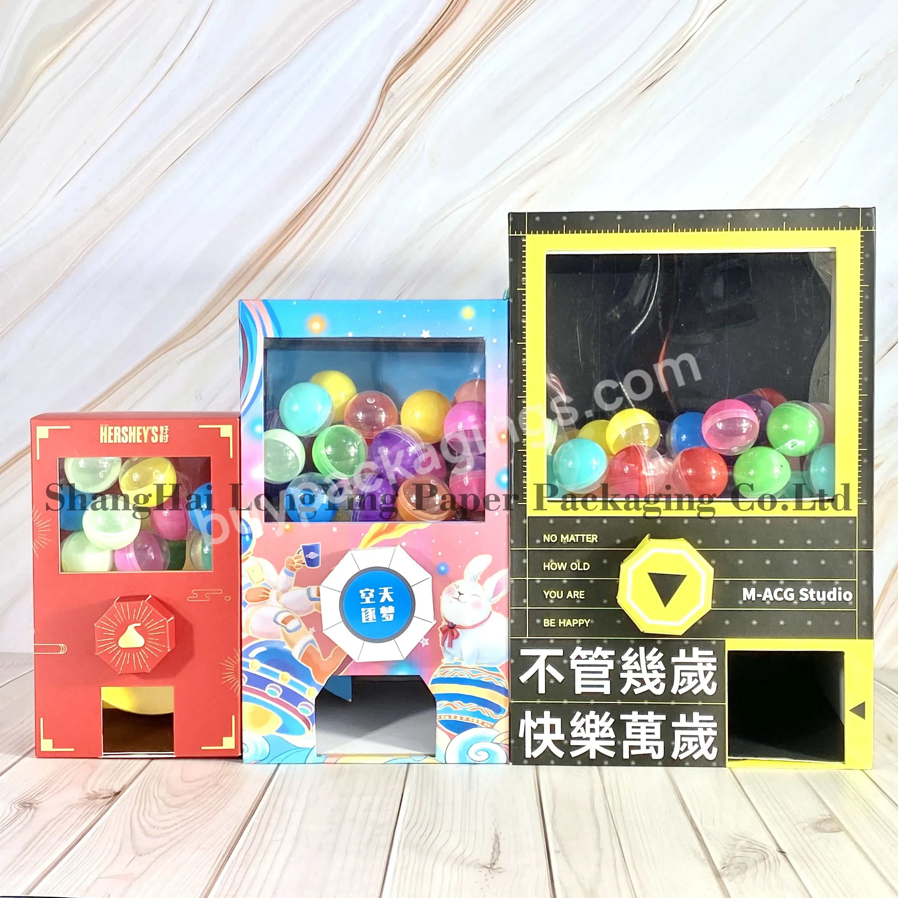 Custom Desktops Mini Beans Snacks Fun Candy & Nut Chewing Gum For Bubble Gum Cotton Candy Vending Machine Paper Boxes Packaging