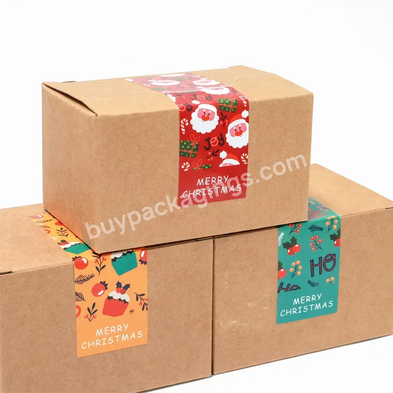 Custom Die Cut Waterproof Adhesive Merry Christmas Box Sealing Decorative Kawaii Packaging Sticker Label Sheet Printing Maker