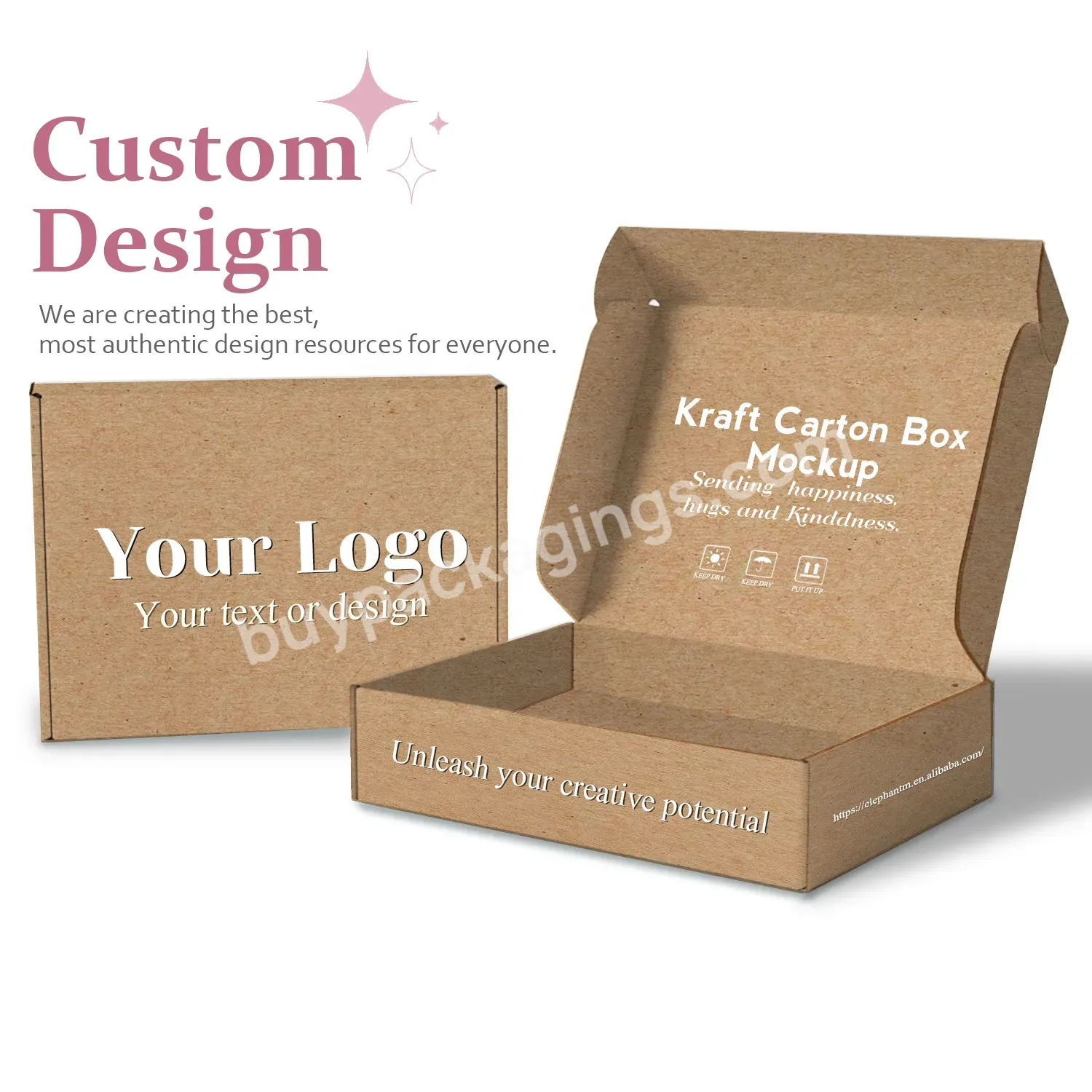 Custom Diecut Flat Pack Portable Corrugated Paper Post Box For Shipping