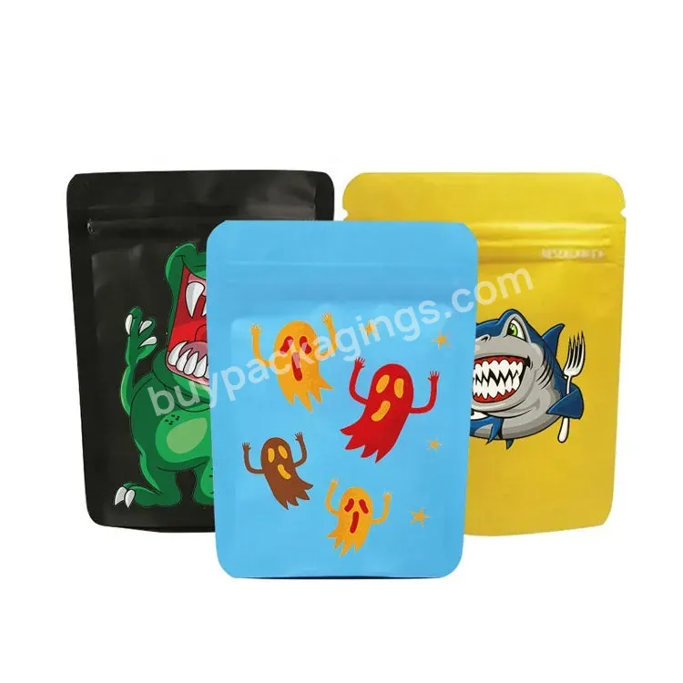 Custom Digital Print Child Resistant Flat Pouch Mylar Bags With Zipper For Edibles Candy Packaging