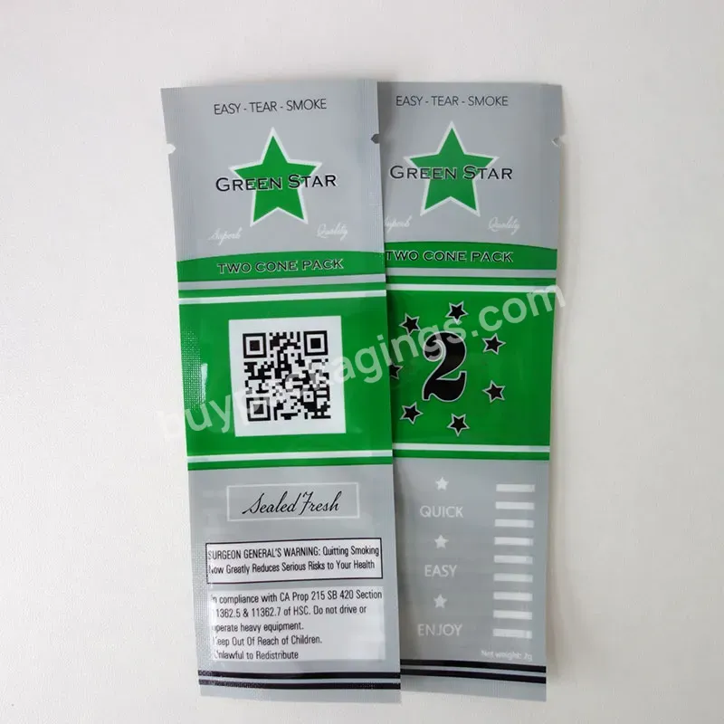 Custom Digital Printing Plastic Pouch Smell Proof Aluminium Foil Tobacco Cigar Sachet Sticks With Logo Resealable Packaging Bag