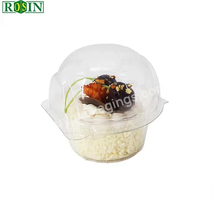 Custom Disposable Blister Dessert Packaging Transparent Rpet Plastic Clamshell Hinge Cupcake Slice Container