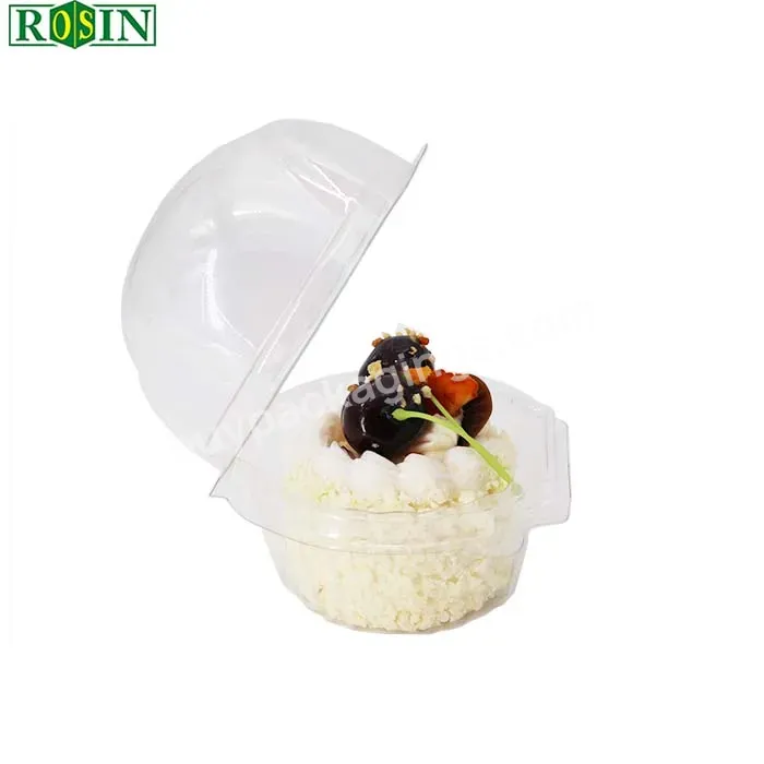 Custom Disposable Blister Dessert Packaging Transparent Rpet Plastic Clamshell Hinge Cupcake Slice Container