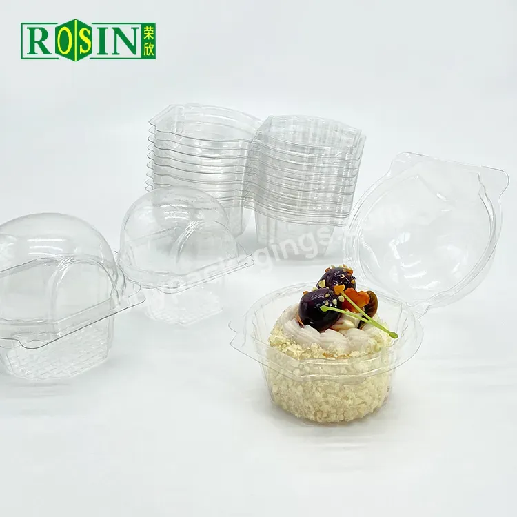 Custom Disposable Mini Single Cake Clear Packaging Cupcake Plastic Clamshell Containers/boxes